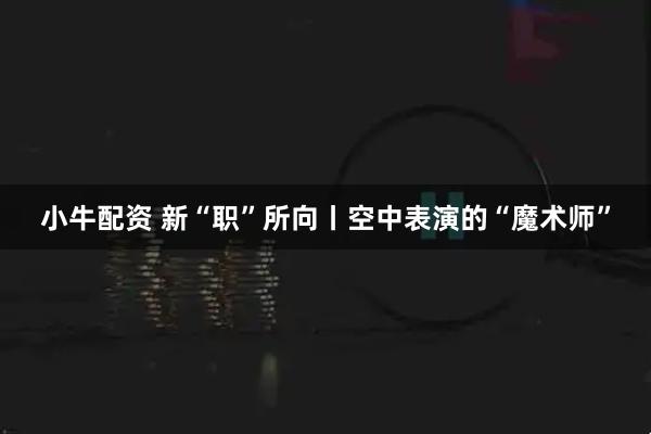 小牛配资 新“职”所向丨空中表演的“魔术师”